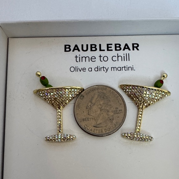 BaubleBar Time To Chill Olive Martini Earrings - Gold and Silver - Picture 7 of 7